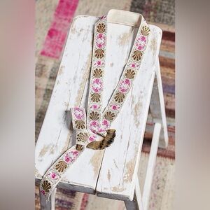 POL NWT BELT 187 Ivory Pink Olive Multi Color Buckle 40 inch length